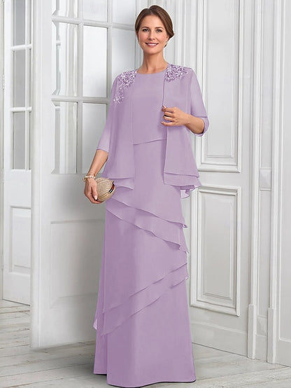 the Bride Dress Suit Piece Elegant Mother of Formal Two A-Line