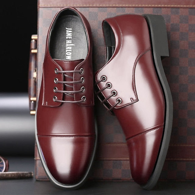 Dress Patent Lace-Up Black Shoes Leather Oxford with Men's