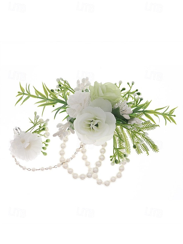 Pearls Set Elegant White Jewelry and Floral – Wrist Hand with