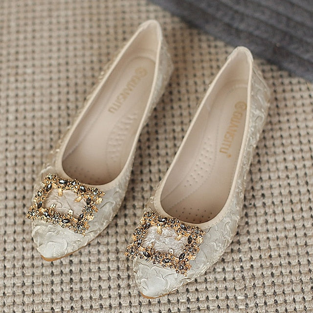 Embellished Floral - Wedding Crystal Women's Foldable Flats