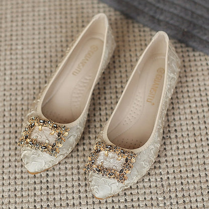 Embellished Floral - Wedding Crystal Women's Foldable Flats