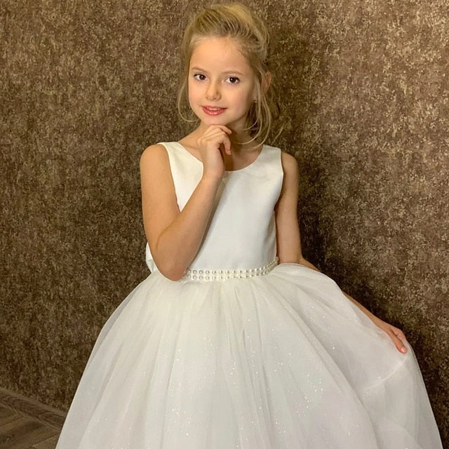 Girls' Performance Dress Sleeveless Colored Kids Solid