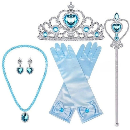 With Tulle Princess Cape Hooded Crown Dress Set Cloak Elsa
