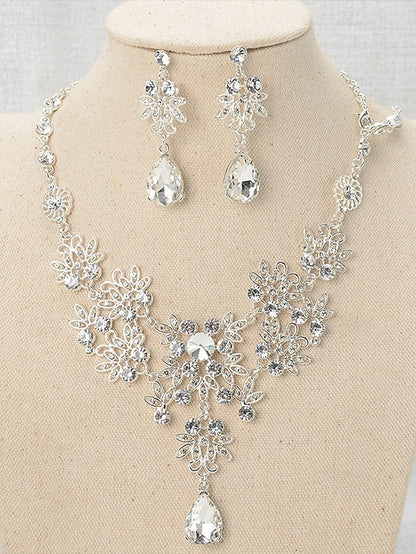 Jewelry and Elegant Tiara Rhinestone Set Women's – Silver