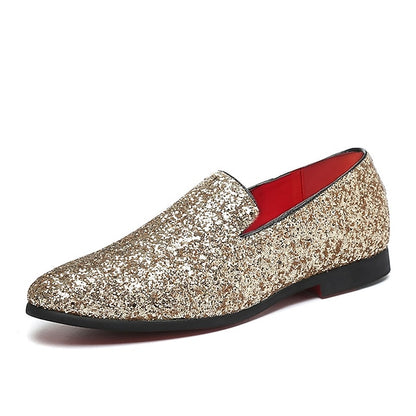 and Men's with Design Glitter Silver Slip-On Loafers