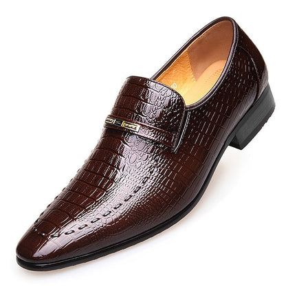 - Men's Brown Loafers Crocodile Faux Leather Pattern