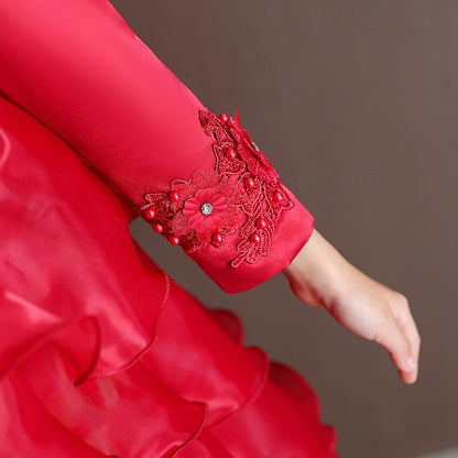 Special Dress Party Kids Wedding Flower Sleeve Girls' Long