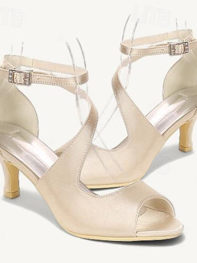 Shoes Kitten Women's Open Bridal Buckle Heel Wedding