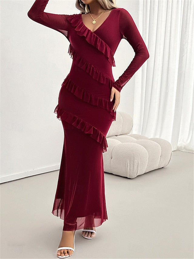 Women's Casual Dress Maxi Dress Ruffle Vacation Date