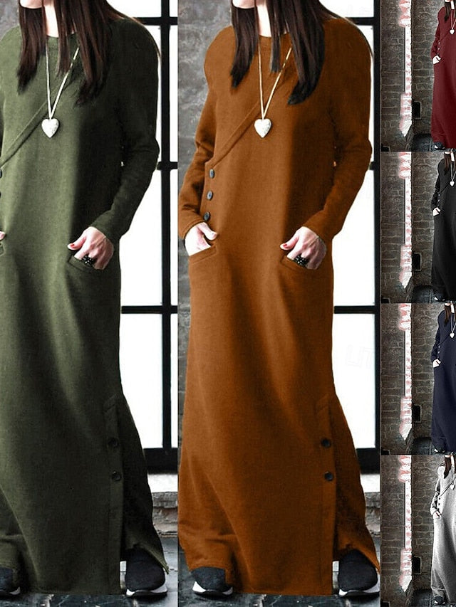 Women's Long Dress Maxi Dress Hoodie Dress Sweatshirt Dress