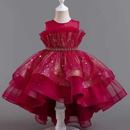 Flower Sequin Party Kids Girl Sleeveless Girls' Dress