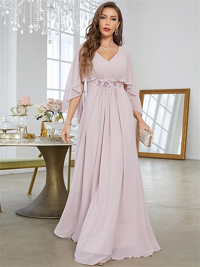 Mother Bride Elegant Dress V Neck the of Floor Party