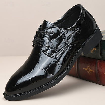 Men's Shoes Brown Dress Crocodile-Pattern Leather