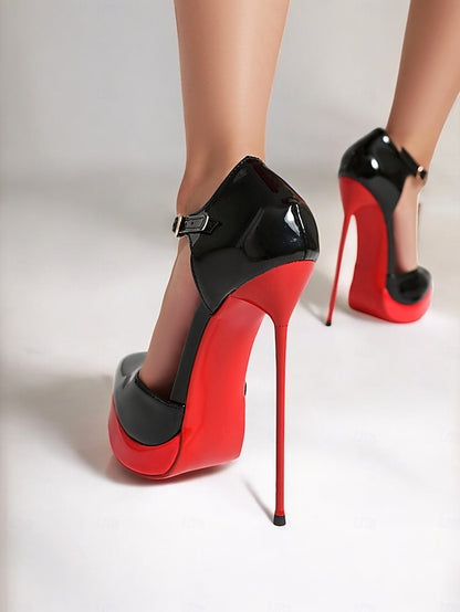 Leather Red Platform Patent and Stiletto Women's Black