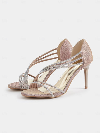 Sandals Crystal Strappy Women Heel Rhinestone – High for