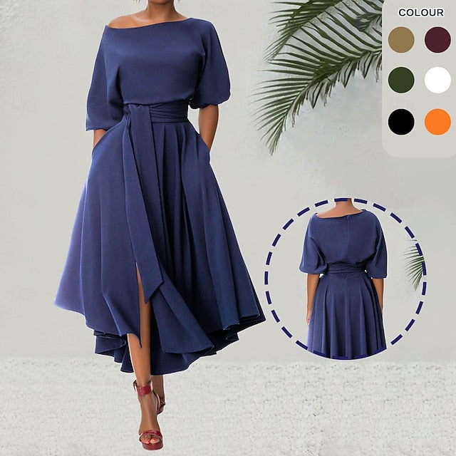 Women's Midi Dress Sheath Dress A Line Dress Fit And Flare