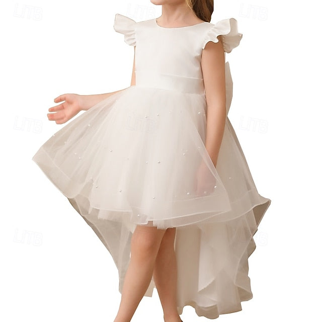 Girl Dress Solid Color Girls' Flower Party Kids