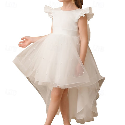 Girl Dress Solid Color Girls' Flower Party Kids