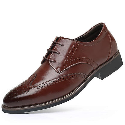 Leather Men's Oxford with Brogue Faux Blue Classic Shoes