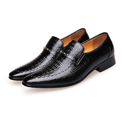 - Men's Brown Loafers Crocodile Faux Leather Pattern