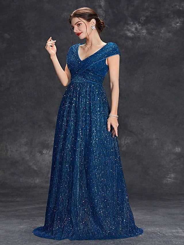 V Dress the Bride Mother Neck Party Elegant Floor of