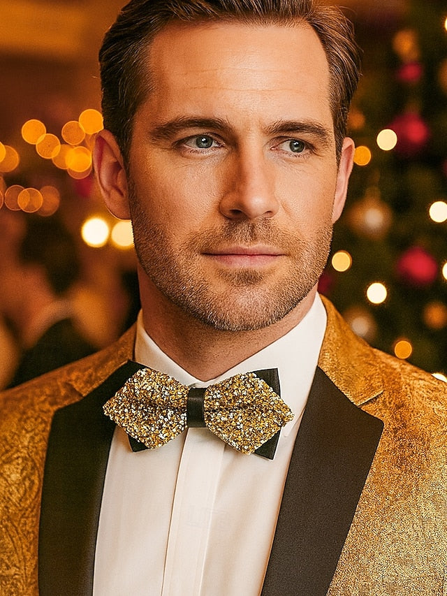 Polyester Sparkling Bow Men's – Sequins Christmas Tie