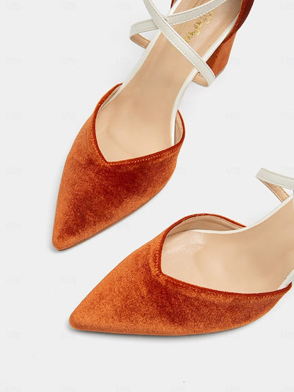 Strap Women's Heels Ankle Suede Two-Tone - Elegant Chic