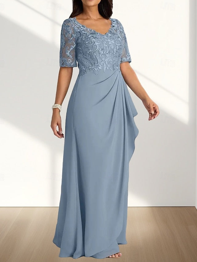 Mother Dress Guest Elegant the V Wedding Neck of Bride A-Line