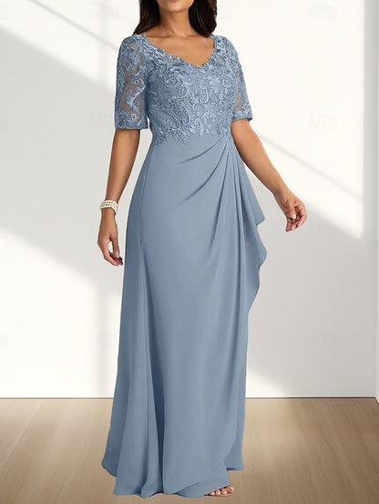 Mother Dress Guest Elegant the V Wedding Neck of Bride A-Line