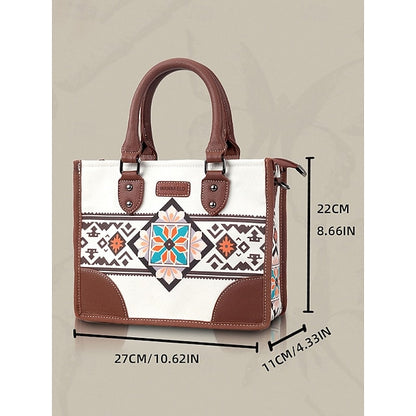 and Set Women's Ethnic Leather Faux Handbag Canvas with