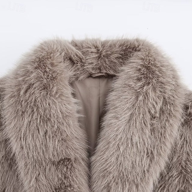 Coat Comfortable Faux Pocket Women's Warm Buttons Fur