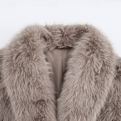 Coat Comfortable Faux Pocket Women's Warm Buttons Fur