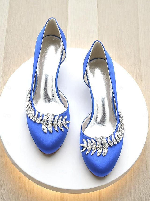 Satin Heel Silver Kitten - Low Heels Toe Women's Round