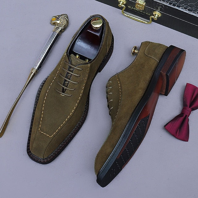 Men's Derby - Shoes Suede Classic Leather Genuine Cowhide