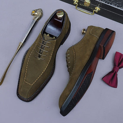 Men's Derby - Shoes Suede Classic Leather Genuine Cowhide