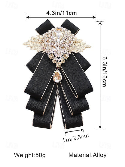 Crystal Men's Tie Brooch Ribbon Pin Bow Elegant - Luxury