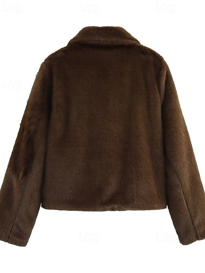 Comfortable Faux Warm Buttons Fur Women's Teddy Coat