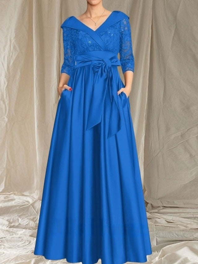 Dress of Mother Elegant A-Line Wedding Bride the Guest V Neck