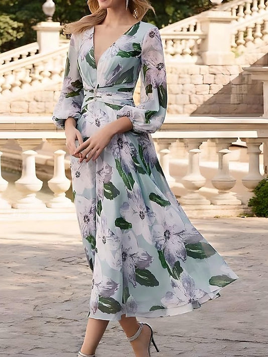 Bride Dress Floral Elegant A-Line of Mother the Print