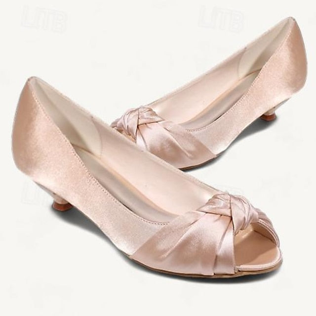 Kitten Satin Elegant Peep-Toe Heels Women's Pink - Blush