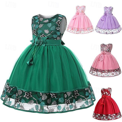 Party Girl Girls' Sleeveless Flower 3D Dress