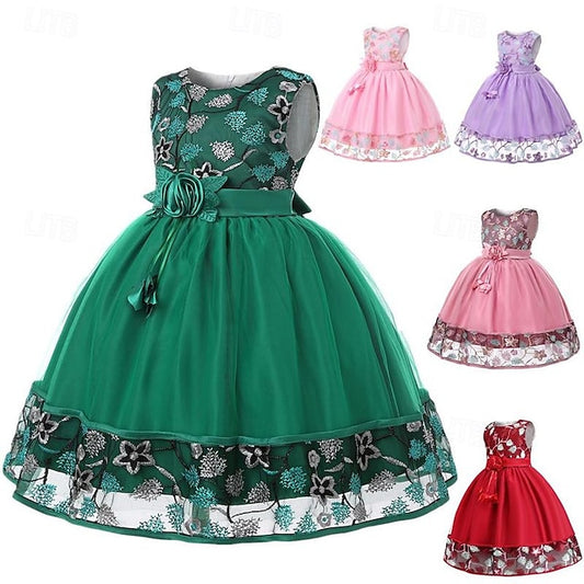 Party Girl Girls' Sleeveless Flower 3D Dress