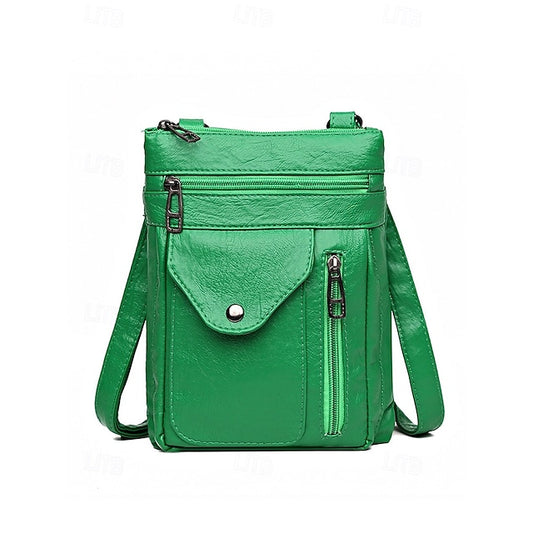 Leder Vintage Multi-Pocket Crossbody Damen Faux - Tasche