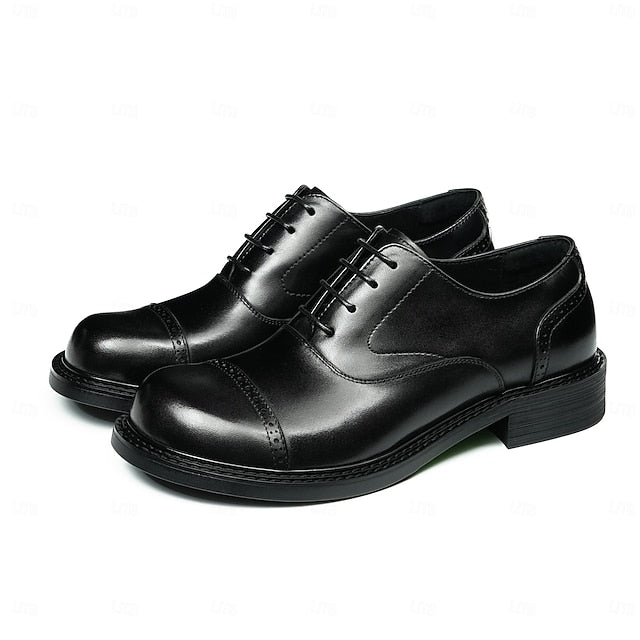 Shoes- Dress Leather Oxford Cap First Men's Toe Genuine