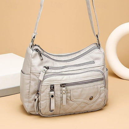 Sac bandoulière matelassé en similicuir pour femme avec plusieurs compartiments