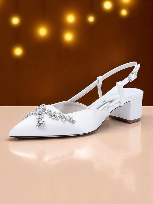 Satin Heels Black Women's Slingback