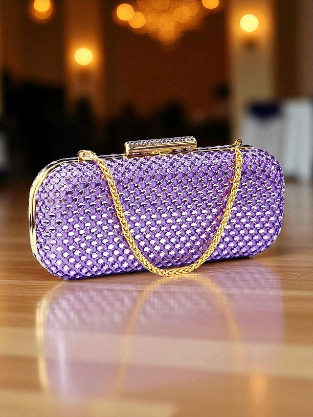 Clutch Bag Matching Women's Green and Heels Rhinestone Set