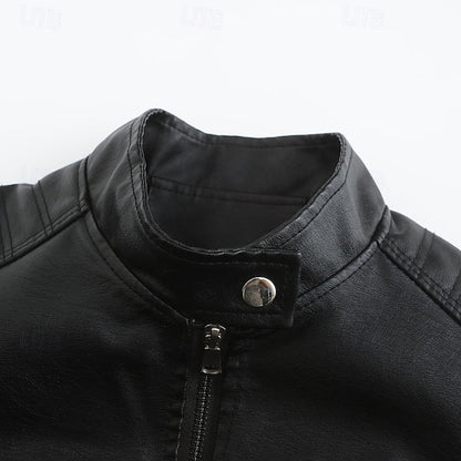 Faux Comfortable Women's Jacket Pocket Zipper Leather