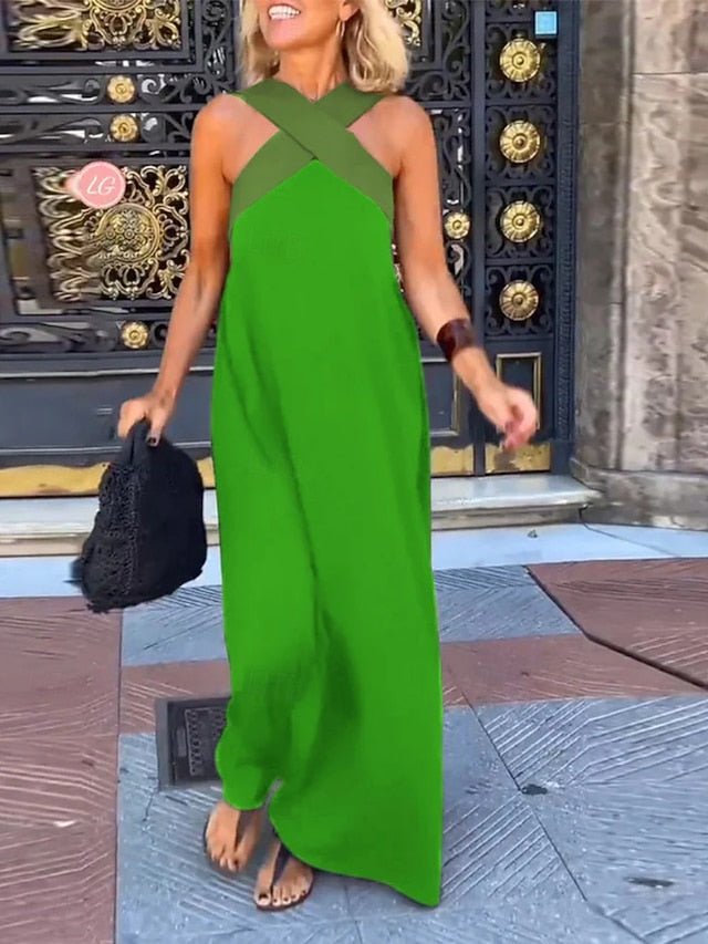 Women's Maxi Dress A Line Dress Summer Dress Halter Dress