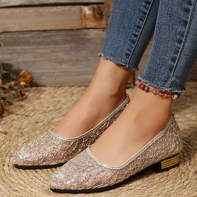 Mesh Silver – Elegant Ballet Flats Women's Sequin